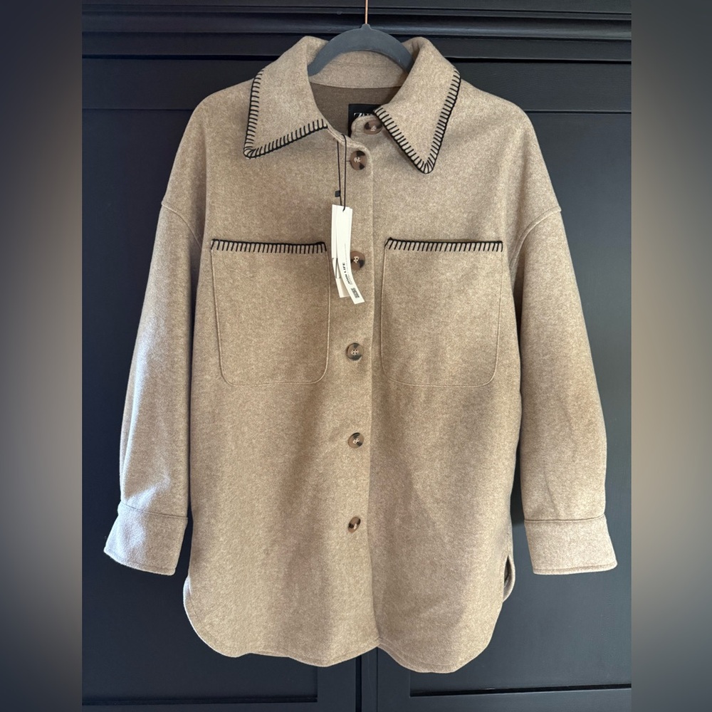 Zara Tan Shirt Jacket Relaxed Fit